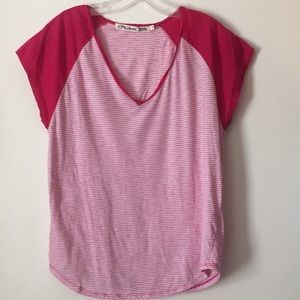 MICHAEL STARS  STRIPED V NECK TEE